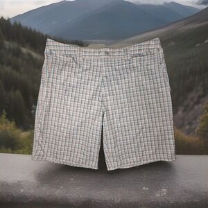 The North Face Mens Plaid Cargo Shorts Sz 38 Blue Gray Black Bermuda Quick Dry